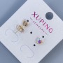 Xuping Heart Stud Earrings with Rainbow Stone 6mm+/- 18K Gold Plated