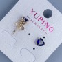 Xuping Heart Stud Earrings with Blue Stone 6mm+/- 18K Gold Plated