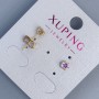 Xuping Stud Earrings with Rainbow Stone 4mm+- 18K Gold Plated