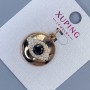 Xuping Pendant with White Rhinestones and Black Crystal, Diameter 19mm+/-, Thickness 5mm+/-, Length 29mm+/-, Gold-Plated