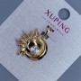 Xuping Pendant with White Crystal, Diameter 19mm+/-, Thickness 5mm+/-, Length 25mm+/-, Gold-Plated