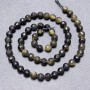 Sun Obsidian Beads on Thread, Faceted Round, Diameter 6mm+/-, Length 37cm+