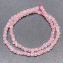 Rose Quartz Beads on Thread, Faceted Cube, Diameter 4mm+/-, Length 39cm+