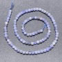 Sapphire Beads on Thread, Faceted Cube, Diameter 4mm+/-, Length 39cm+