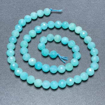 Amazonite Beads on a String, Faceted Round, diameter 6mm+/-, length 38cm+