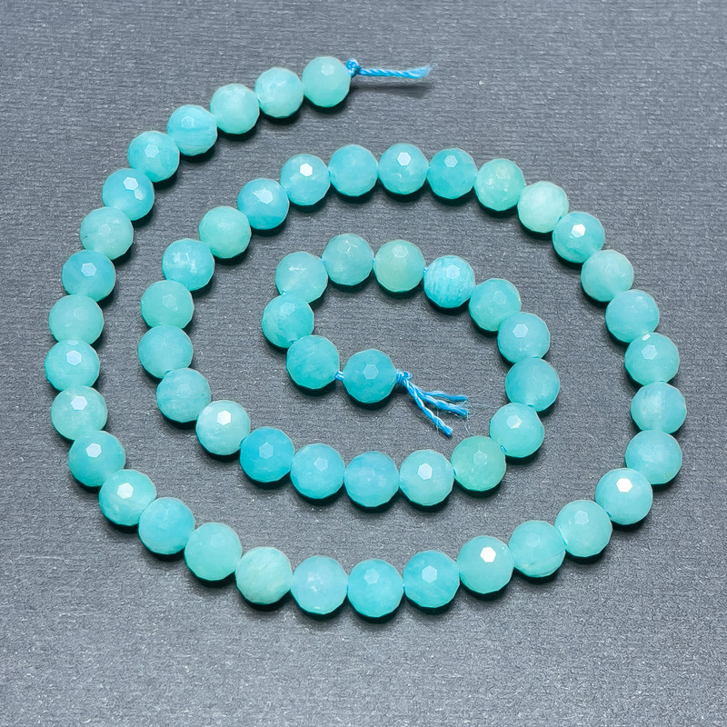 Amazonite Beads on a String, Faceted Round, diameter 6mm+/-, length 38cm+