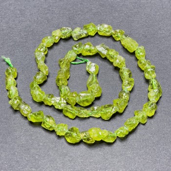 Chrysolite Beads on Thread, Natural Raw Tumbled Stone, Diameter 8x6mm+/-, Length 40cm+