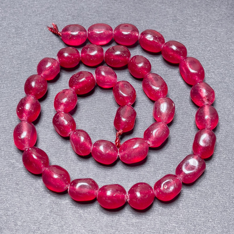 Synthetic Tourmaline Beads on Thread, Tumbled, Diameter 10x8mm+-, Length 38cm+