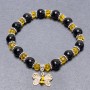 Agate & Czech Crystal Bracelet, Smooth Round & Rondelle, Length 18cm Stretch