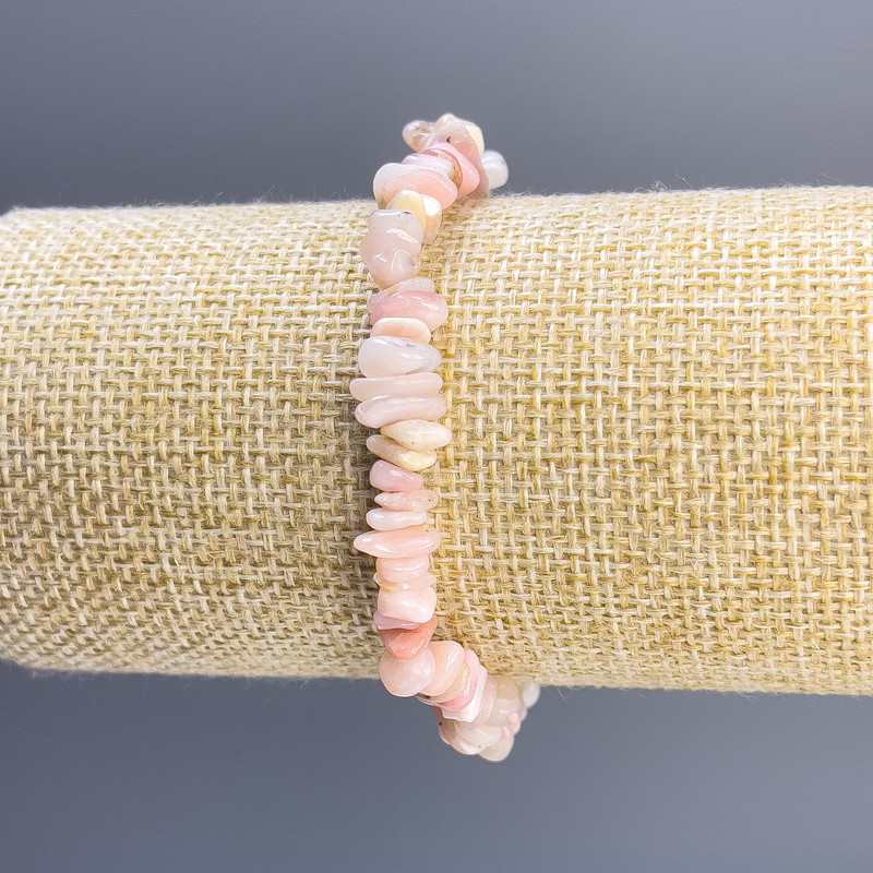 Pink Opal Bracelet, Chips, Diameter 8x3mm+/-, Length 18cm, Stretch