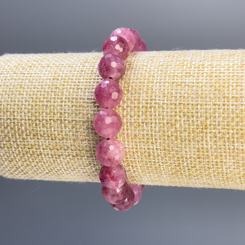 Tourmaline Bracelet, Faceted Bead, Diameter 10mm+-, Length 18cm Stretch