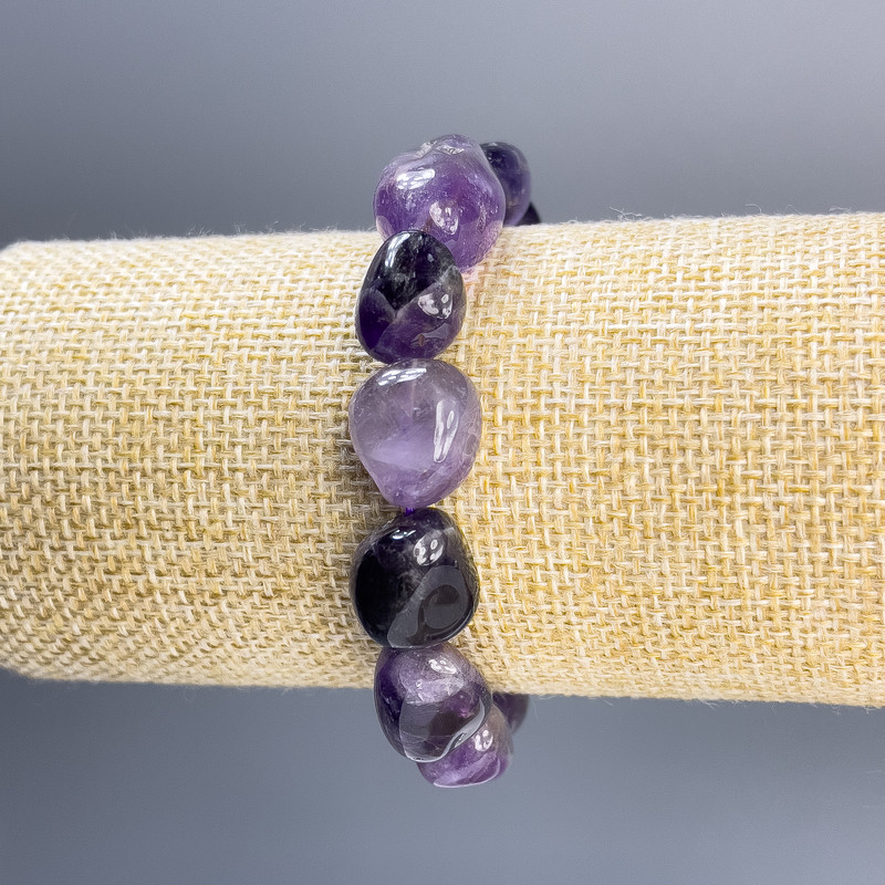 Amethyst Tumbled Bracelet, Diameter 18x12mm+-, Diameter 12x11mm+-, Length 18cm Stretch
