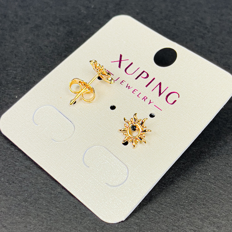 Xuping Stud Earrings with Black Crystal 9mm+- 18K Gold Plating