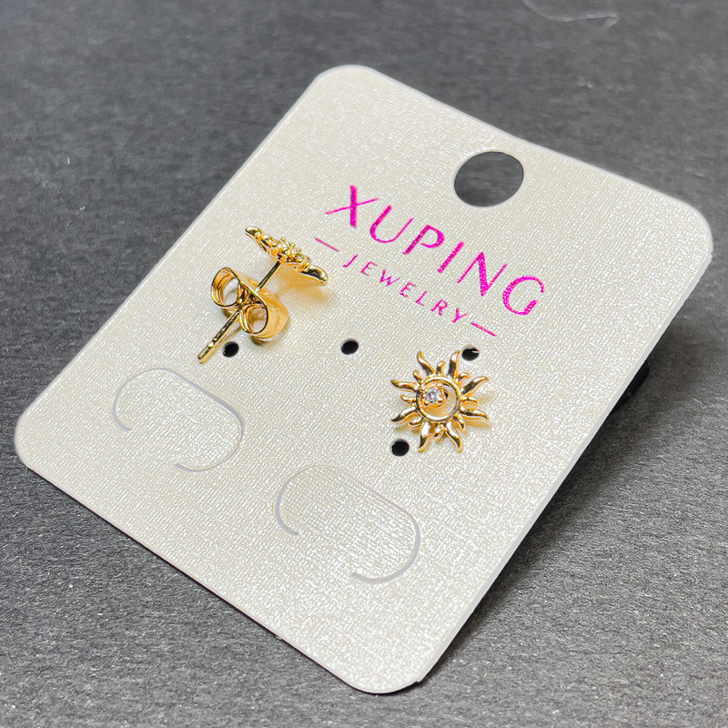 Xuping Stud Earrings with White Crystal 9mm+- 18K Gold Plating