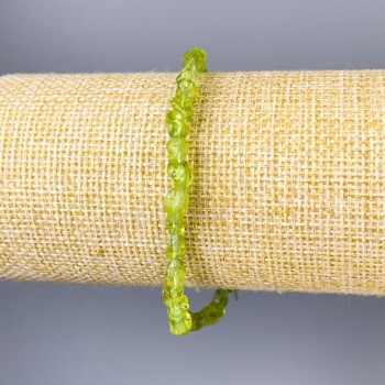 Chrysolite Bracelet, Raw Stone, diameter 5x5mm+/-, length 18cm+/- stretch