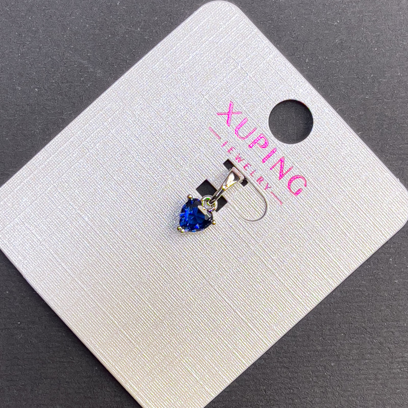 Xuping Heart Pendant with Blue Crystal, diameter 6mm+/-, length 12mm+/- rhodium