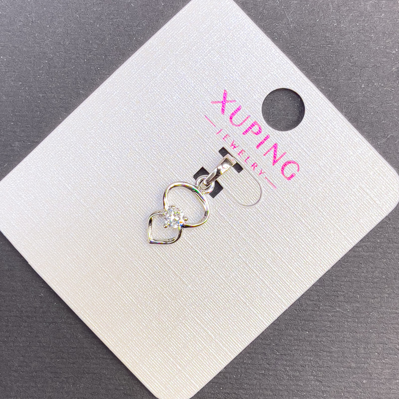 Xuping Pendant with White Rhinestones, diameter 8mm+/-, length 20mm+/- rhodium