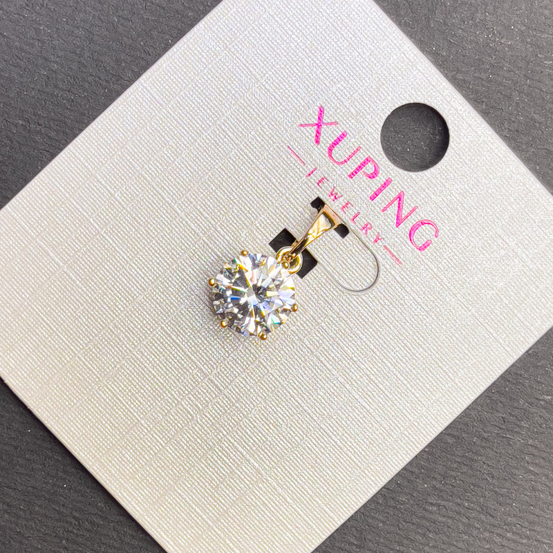 Xuping Pendant with White Crystal, diameter 10mm+/-, length 18mm+/- 18K gold plating