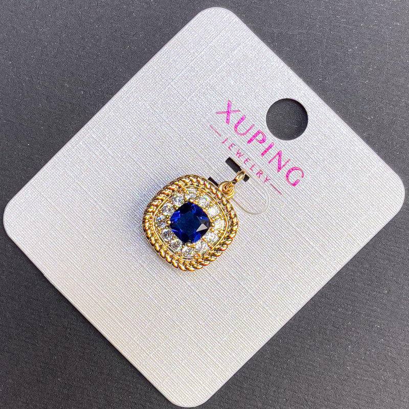 Xuping Pendant with Blue Crystal and White Rhinestones, diameter 14mm+/-, length 22mm+/-, 18K Gold Plated