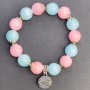 Bracelet Assorted smooth acrylic bead, diameter 12mm+- with metal inserts, length 18cm+- stretch