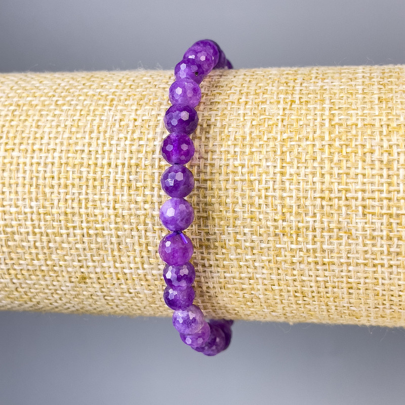 Sugilite Faceted Bead Bracelet, diameter 6mm+/-, length 18cm+/- stretch