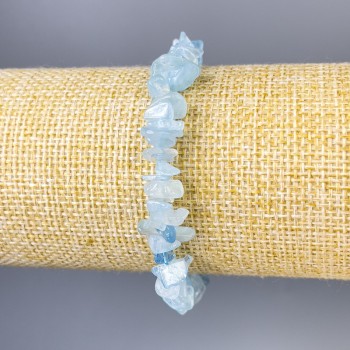 Aquamarine Bead Bracelet, 8×3 mm, stretchy, 18 cm