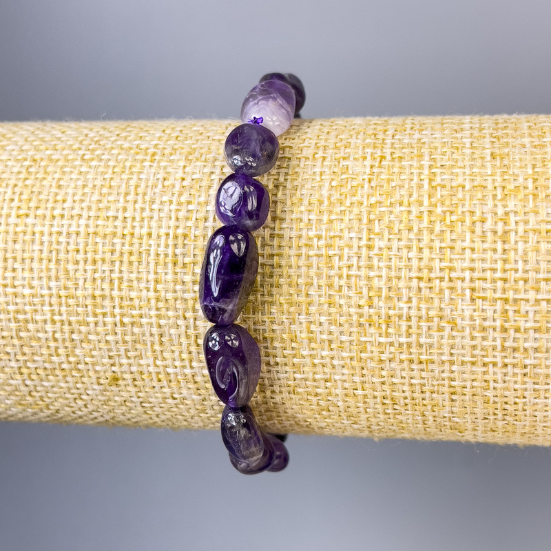 Amethyst Tumbled Bracelet, diameter 12x8mm+/-, length 18cm+/- stretch