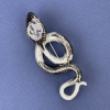 Snake Cobra Brooch Pendant, Grey Enamel, Silver-Tone Metal, 77x33mm+
