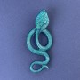 Brooch Pendant Snake Cobra Blue Enamel Silver-Tone Metal 77x33mm+