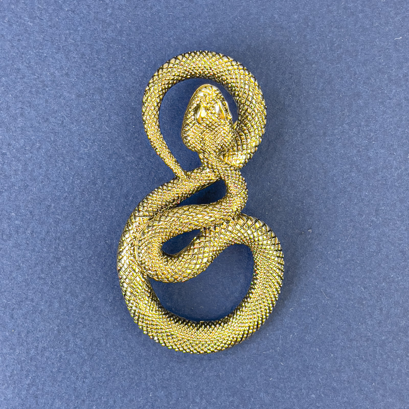 Snake Brooch Gold-Tone Metal 52x29mm+