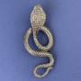 Brooch Pendant Snake Grey Cobra Silver-Tone Metal 77x33mm+