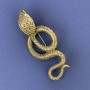 Brooch Pendant Snake Cobra Gold-Tone Metal 77x33mm+