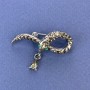 Snake Brooch Grey with Grey Rhinestones Silver-Tone Metal 39x22mm+
