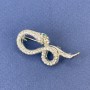 Snake Brooch Pendant, Silver with White Rhinestones, Silver-tone Metal, 44x20mm +