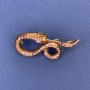 Snake Brooch Pendant, Bronze Colour with Rainbow Rhinestones, Gold-Tone Metal, 44x20mm +