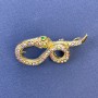Snake Brooch Pendant, Gold Colour with Rainbow Rhinestones, Gold-Tone Metal, 44x20mm +