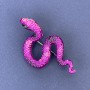 Snake Brooch Pendant, Pink Enamel with Green Rhinestones, Silver-tone Metal, 53x30mm +