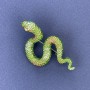 Snake Brooch Pendant Light Green Enamel with Green Rhinestones Silver-Tone Metal 30x55mm +