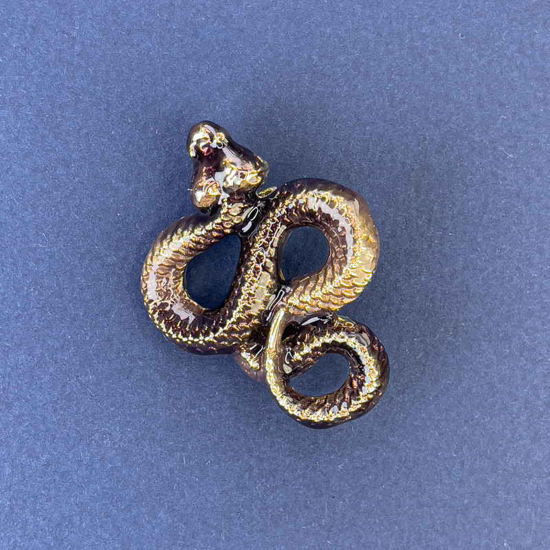 Snake Brooch Pendant, Bronze Colour Gold-Tone Metal, 40x31mm +