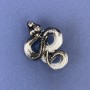 Snake Brooch Pendant, Grey Enamel, Silver-Tone Metal, 40x31mm +
