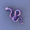 Snake Pendant Brooch, Purple-Blue Enamel, Silver Metal, 30x55mm+