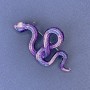 Snake Pendant Brooch, Purple-Blue Enamel, Silver Metal, 30x55mm+