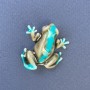 Frog Brooch, Grey and Blue Colour, Silver-Tone Metal, 27x30mm+