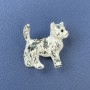 Brooch Cat Black Rhinestones White and Black Gold-Tone Metal 27x28mm+