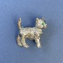 Brooch Cat Green Rhinestones Silver-Tone Metal 27x28mm+