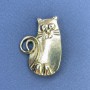 Cat Brooch Pendant Gold-Tone Metal, 28x37mm+