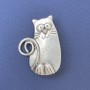 Cat Brooch Pendant, matte silver-tone metal, 28x37mm+