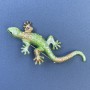 Lizard Brooch Light Green Iridescent Rhinestones, 29x74mm+