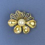Flower Brooch with Pearl, Gold-tone Metal, 31x39mm+