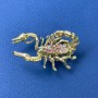 Clearance Scorpion Pendant Brooch with Pink Rhinestones, Gold-tone Metal 27x42mm+